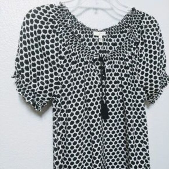 JOIE Medallion Print 100% Silk Tassel Top S - Picture 3 of 9